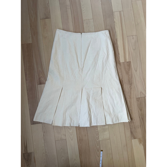J.Crew Collection Pleated Midi Skirt Cream Linen Cotton Size 12 - Picture 8 of 8